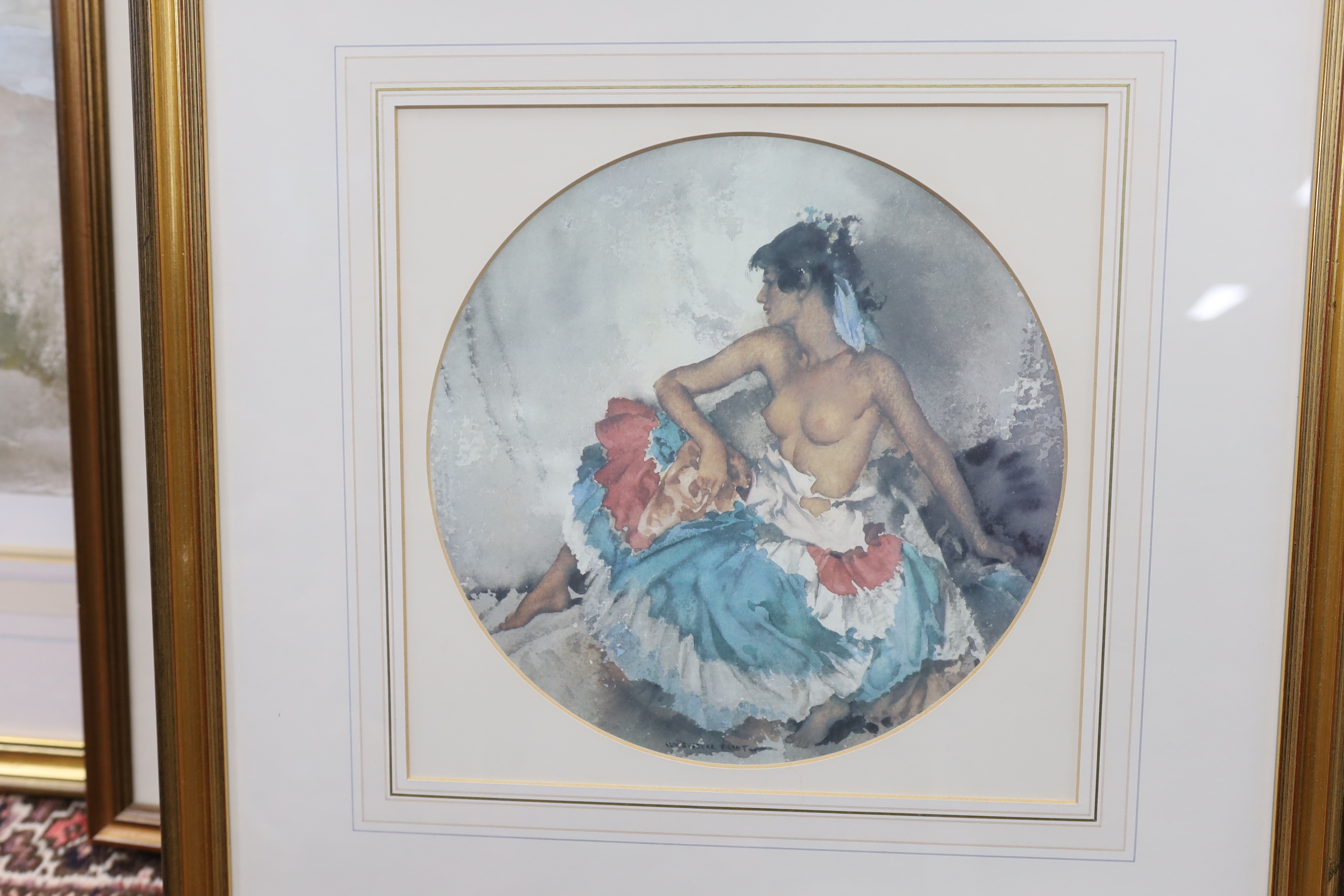 After Sir William Russell Flint (1880-1969), four colour prints, two limited edition, one blindstamped, largest 52 x 70cm